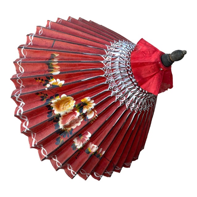 Vintage Asian Paper Umbrella Parasol For Sale