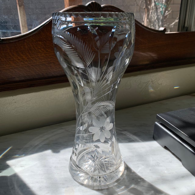 Antique American Brilliant Cut Crystal Vase For Sale - Image 12 of 12