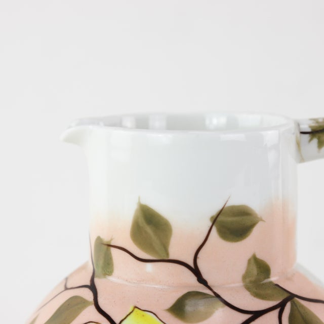 Vintage Hand-Painted Floral Porcelain Pitcher With Bold Yellow Blossoms For Sale - Image 9 of 10