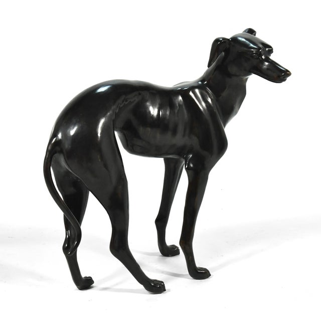 Hollywood Regency Bronze Whippet or Greyhound Dog Sculpture For Sale - Image 3 of 12