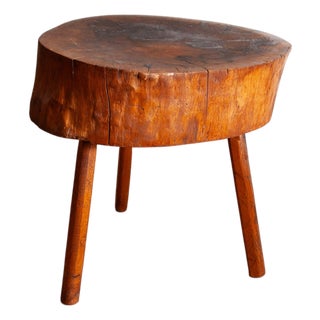 19th Century Butcher Block Side Table, American For Sale