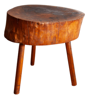 19th Century Butcher Block Side Table, American
