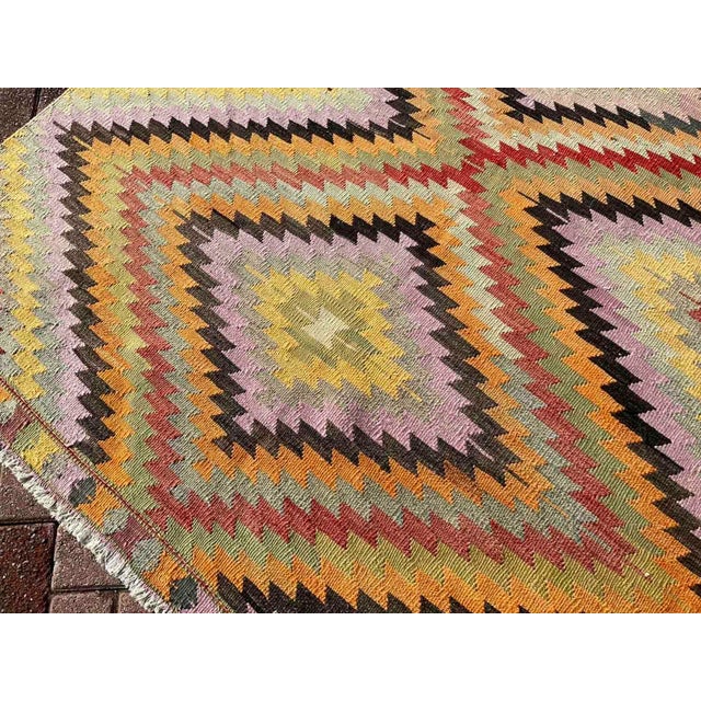 Textile Bohemian Vintage Kilim - 67" X 115" For Sale - Image 7 of 10