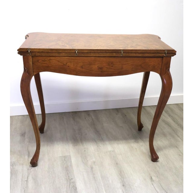 Baker Milling Road Burl Walnut Flip-Top Game Table For Sale - Image 11 of 12