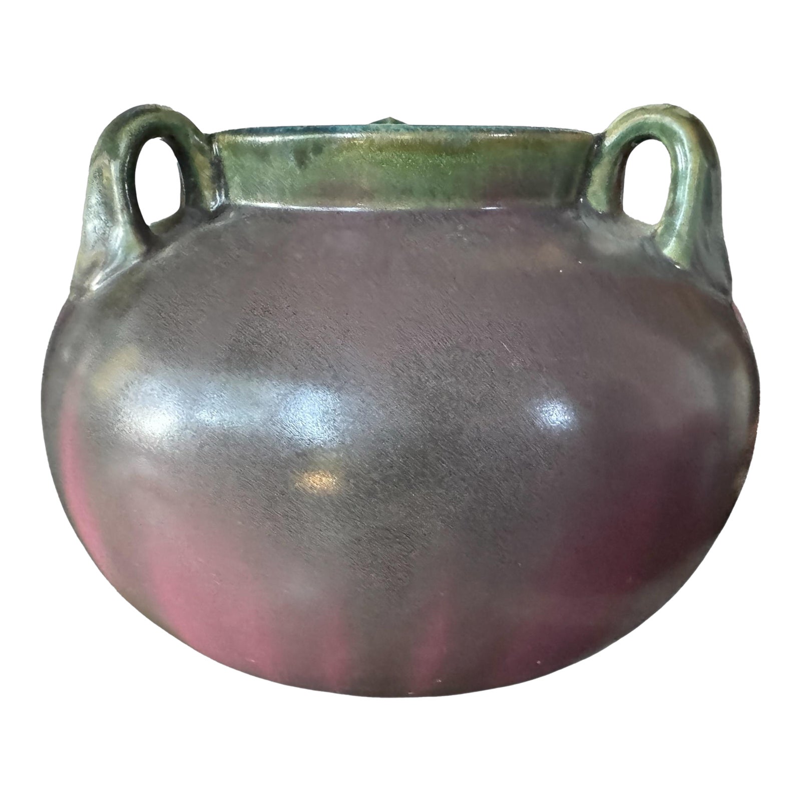 Vintage Fulper 3-Handled Mauve Art Pottery Vase | Chairish