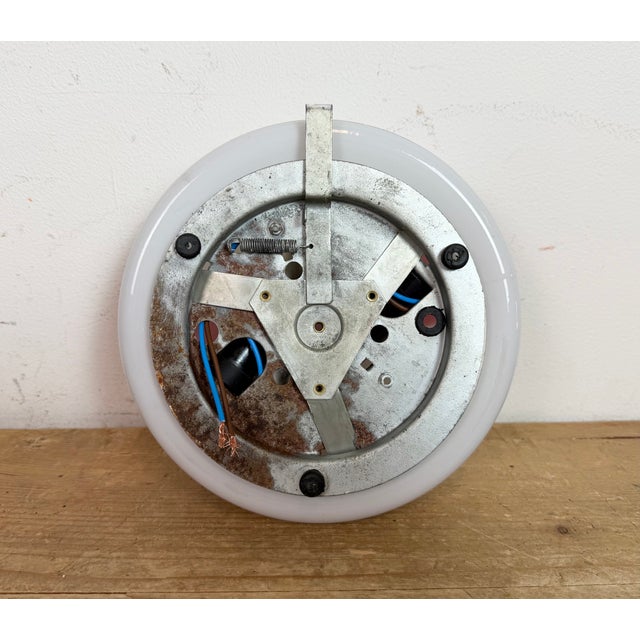 White Vintage Emergency Wall Light in Iron and Milk Glass, 1960s For Sale - Image 8 of 12