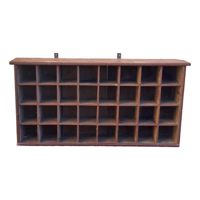 Vintage Industrial Wooden Sorting Cabinet With 32 Compartments For Sale