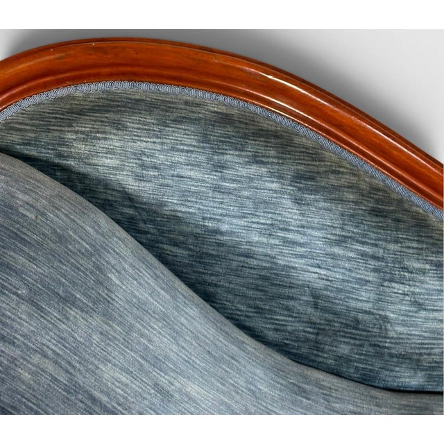 Brown Antique Victorian Mahogany Swan Back Velvet Chaise Longue For Sale - Image 8 of 18
