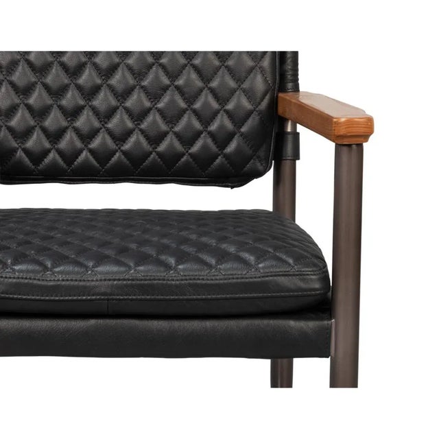 Black Mid-Century Modern Black Leather Armchair For Sale - Image 8 of 12