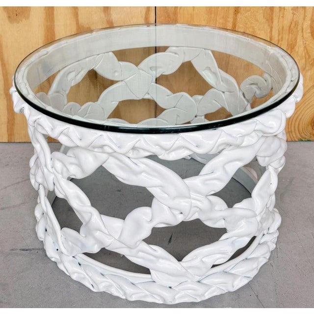 Mid 20th Century 1970's White Lacquered Resin Ribbon Motif Table For Sale - Image 5 of 7
