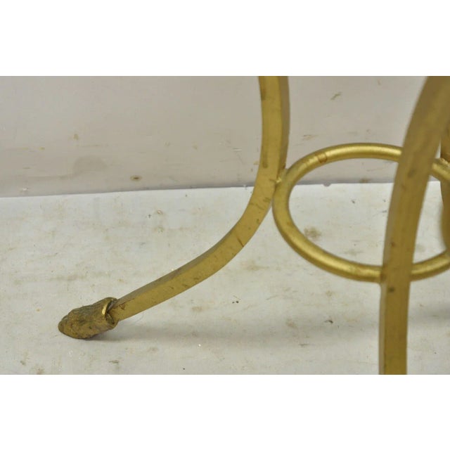 Late 20th Century Decorator Gold Italian Neoclassical Style Hoof Foot Round Occasional Side Table For Sale - Image 11 of 13