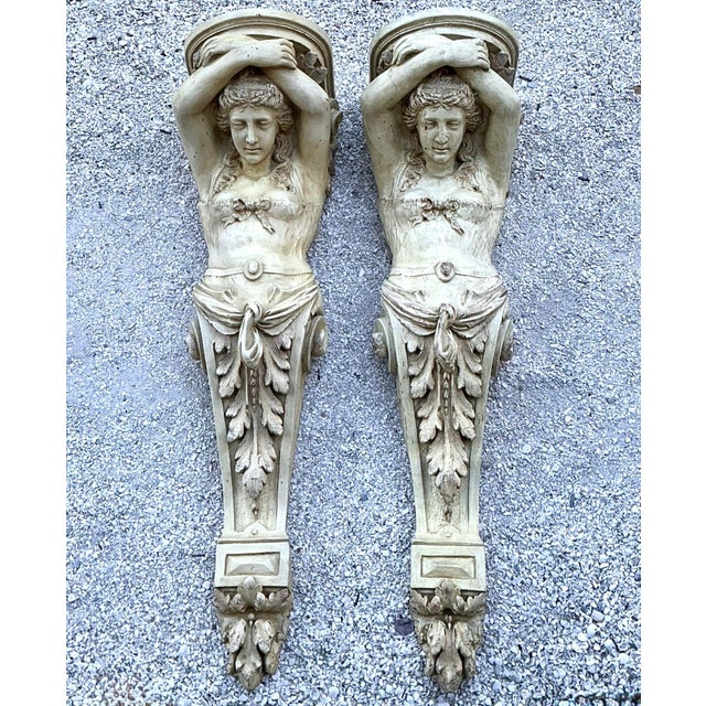 Vintage Monumental Patinated Molded Fiberglass Brackets - A Pair For Sale - Image 12 of 12