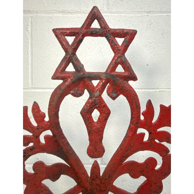 Antique 1900's Cast Iron Outdoor Jewish Synogogue Architectural Salvage Finial For Sale - Image 4 of 9