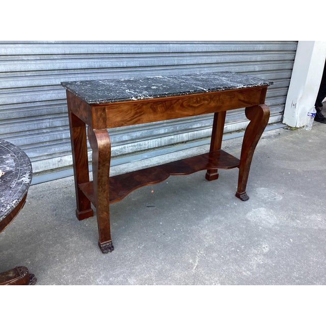 French French Antique Empire Console Table W/Marble Top For Sale - Image 3 of 9
