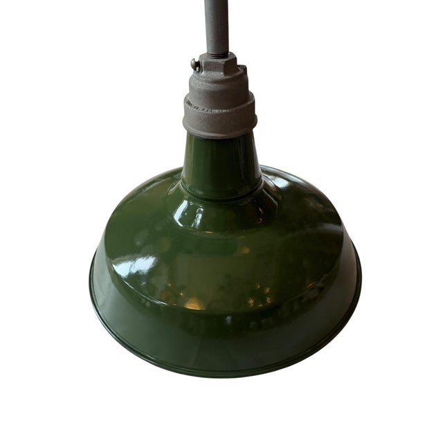 Mid 20th Century Mid Century Modern Porcelain Enamel Benjamin Studios Pendant Reflector Light For Sale - Image 10 of 10
