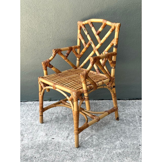 Vintage Chinese Chippendale Bamboo Armchair For Sale - Image 12 of 12