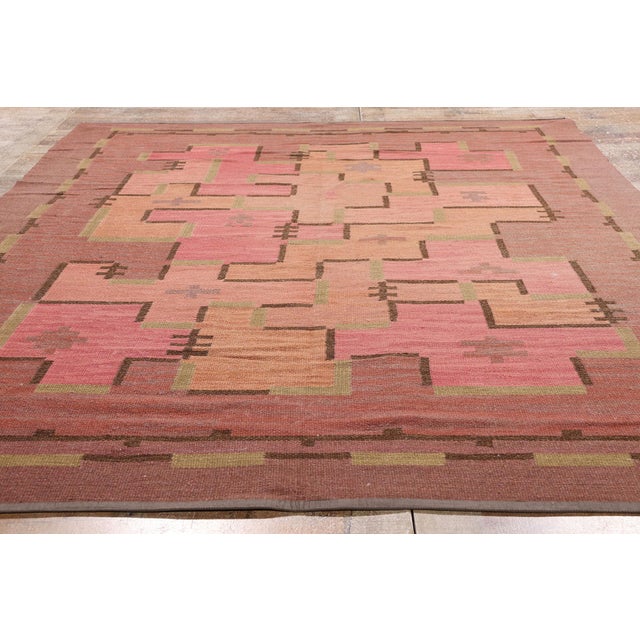 Impi Sotavalta Vintage Finnish Flatweave Rug, 06'06 X 09'07 For Sale - Image 9 of 11