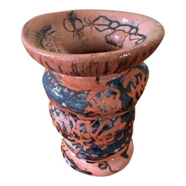 Small Brutalist Abstract Earthenware Pottery Vase For Sale