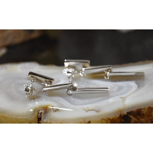 Mid 20th Century Vintage Mexican Sterling Silver Mod Segmented Post Earrings, Pair For Sale - Image 5 of 15