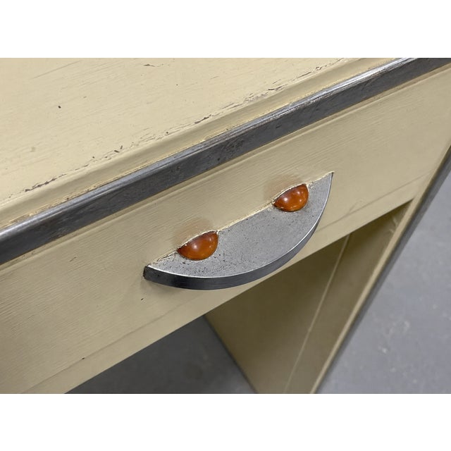 Antique White Mid Century + Art Deco Metal Desk / Console by Simmons Furniture Co., C. 1950s For Sale - Image 8 of 13