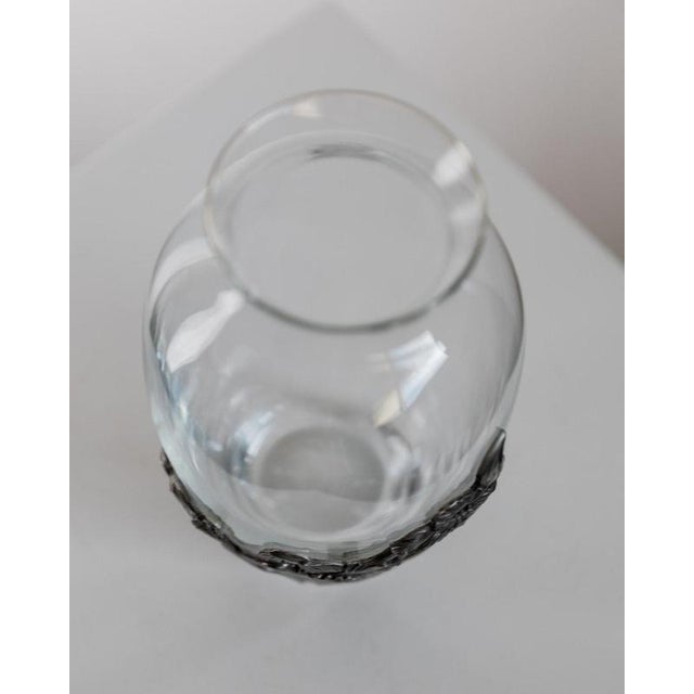 Glass Vintage Glass Vase with Hand-Cast Pewter Daffodil Decoration, 1970s For Sale - Image 7 of 14