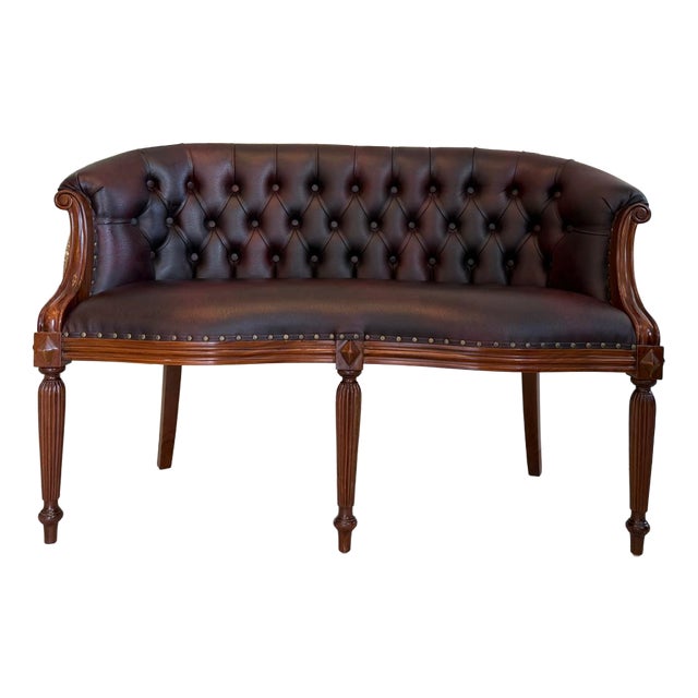 Chesterfield Two Seater Club Sofa in Oxblood by Kultmöbel, 2000s For Sale