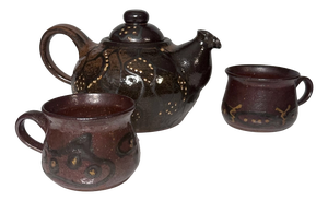 Handmade Ceramic Teapot and Cups from Helma Klett Workshop, Germany, 1980s, Set of 3