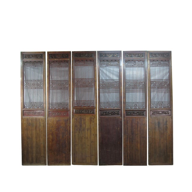 Monumental 11 Feet Tall Antique Chinese Screen Panel Door – Set of 6 For Sale - Image 13 of 13