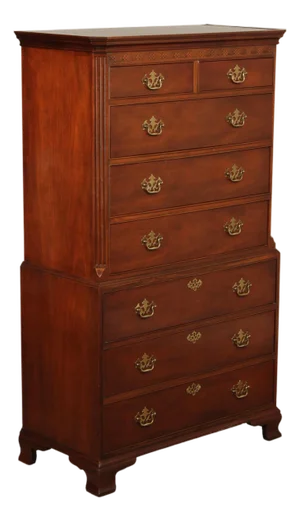 Baker Chippendale Style Mahogany Chest On Chest Highboy