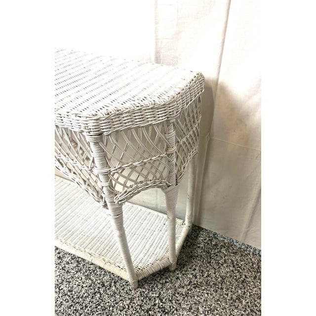 1940’s Wicker & Wood Console Table For Sale In Detroit - Image 6 of 9