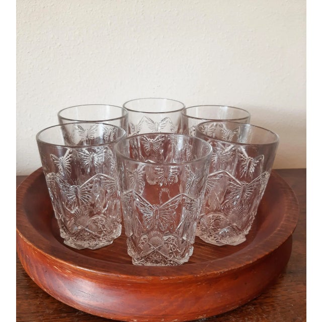 Vintage Cut Glass Butterfly Drinking Barware Set Glasses For Sale - Image 4 of 13