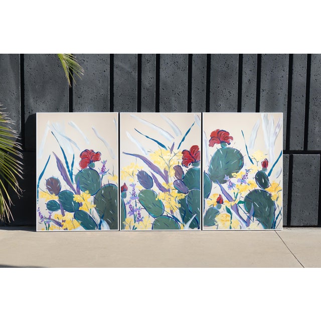 This original painting by Romina Milano captures the quiet vitality of a prickly pear cactus in bloom, where bold forms...