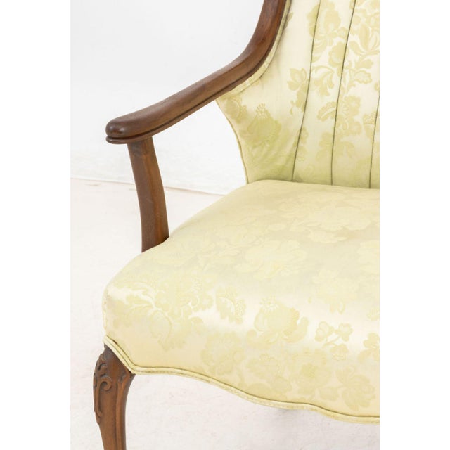 Queen Anne Queen Anne Style Silk Upholstered Armchair For Sale - Image 3 of 8
