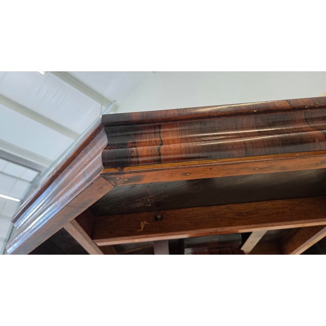 Antique Octagonal Walnut Finish Tilt ( Snap) Pedestal Center Table For Sale - Image 13 of 18