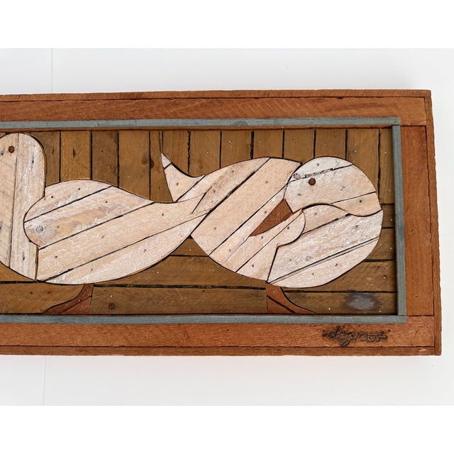 American Vintage Theodore DeGroot Goose Lath Art Feat. Three Geese For Sale - Image 3 of 9
