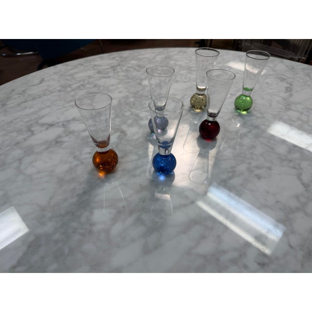 Mid-Century Italian Style Bullicante Bubble Base Cordial Shot Glasses - Set of 6 For Sale - Image 4 of 6
