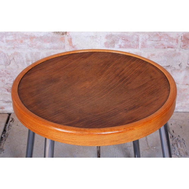 Bauhaus Beech and Chrome Stool from Mücke-Melder, Czech, 1930s For Sale - Image 4 of 10