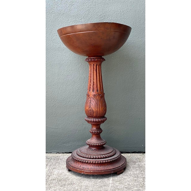 Vintage Carved Wood Pedestal Bowl For Sale - Image 9 of 12