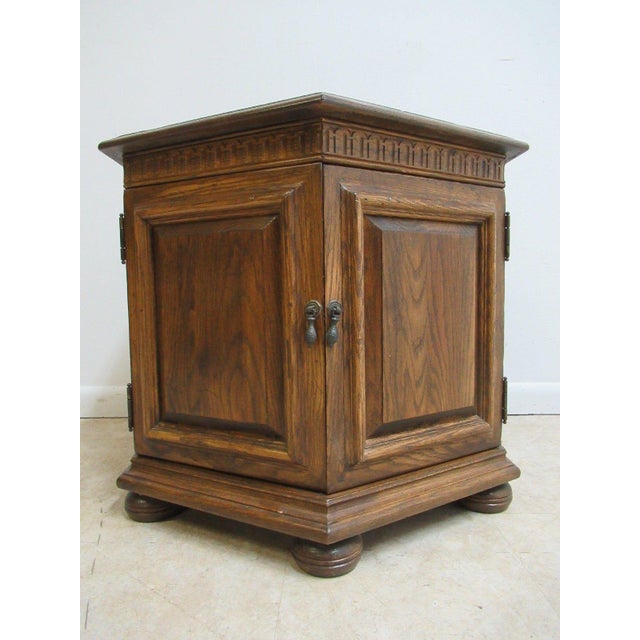 Ethan Allen Royal Charter Oak Jacobean Drum Lamp End Table ...