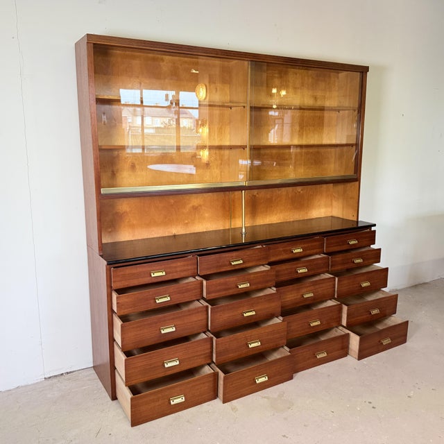 Mid-Century Modern German Apothecary Cabinet in Mahogany, Formica & Brass, 1950s For Sale - Image 4 of 15
