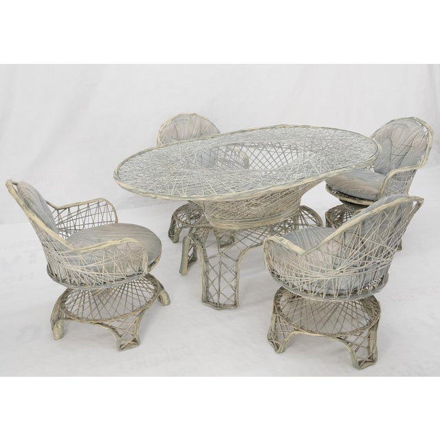 Russel Woodard Spun Fiberglass Oval Racetrack Dining Table 4 Chairs Outdoor Set For Sale - Image 15 of 18