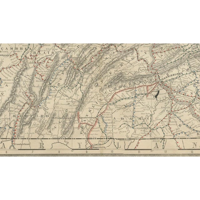 Pennsylvania Map of Mountains and Cities by Rand McNally For Sale - Image 3 of 9