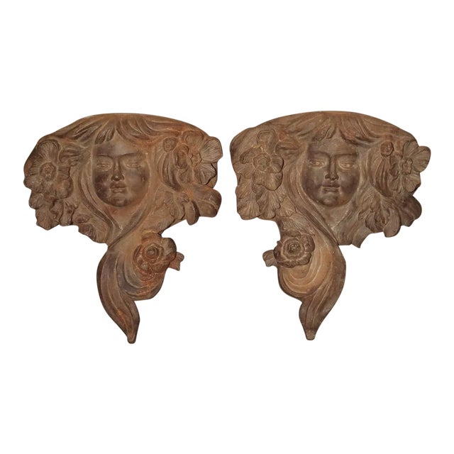Antique French Cast Iron Balcony Planters/Ornaments, Circa 1900 - a Pair For Sale