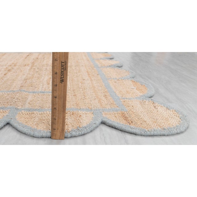 Gray Jute Wool Premium Handwoven (Not Braided) Scalloped Rug 2x4Ft. For Sale - Image 10 of 12