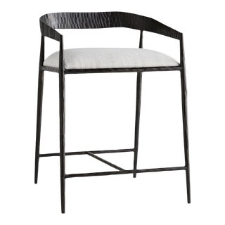 Modern Arteriors Ansel Counter Stool + Steel and Ivory Linen For Sale