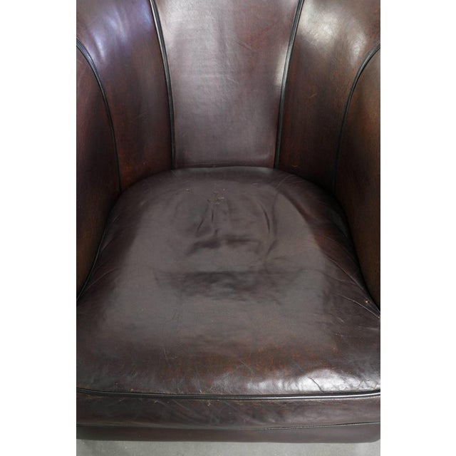 Club Chair in Dark Sheepskin Leather For Sale - Image 6 of 14