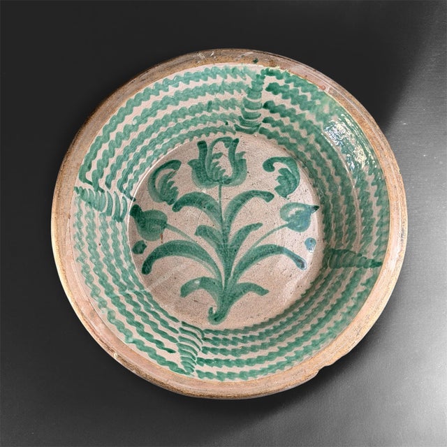 Large Antique Granada Green Majolica Bowl, 1700s For Sale - Image 11 of 11