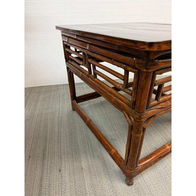 Late 20th Century Organic Modern Dark Bamboo Side Table For Sale - Image 5 of 12