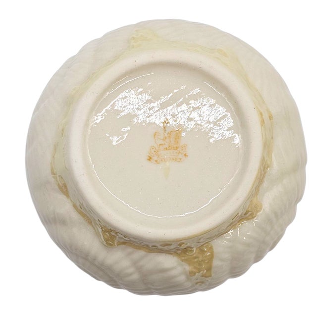 Belleek Irish Pottery Creamer and Sugar Bowl in Double Shell Seashell Design With Luster Glaze For Sale - Image 9 of 10