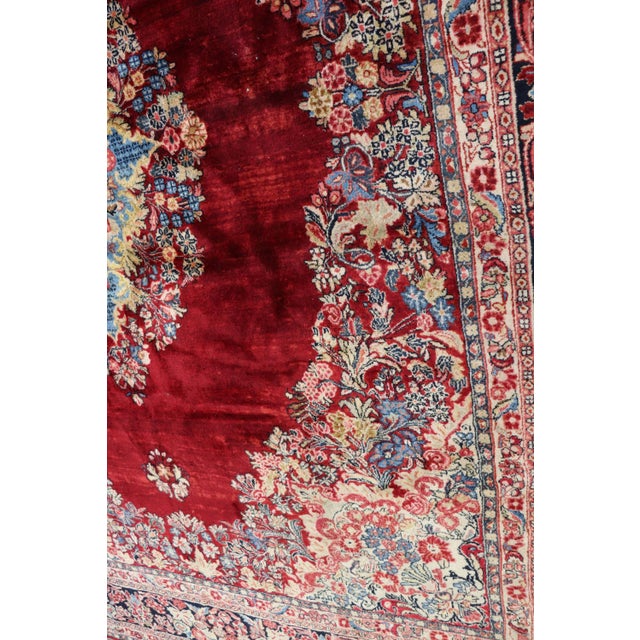 Red Antique Persian Sarouk Carpet, 10'4" X 13'3" For Sale - Image 8 of 9